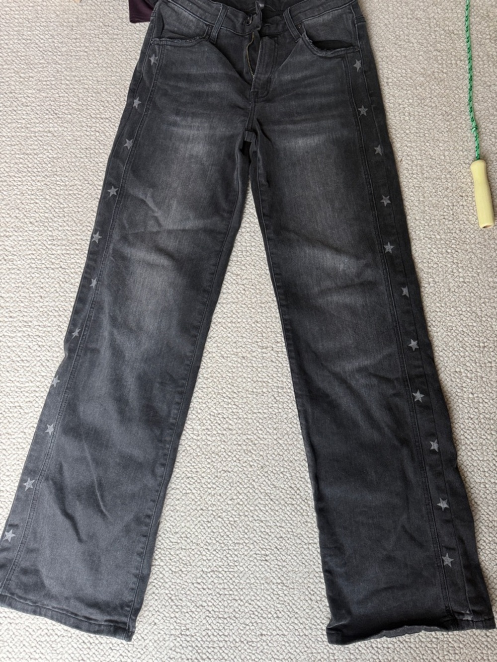 Black Star-Trim Wide Leg Jeans for Women